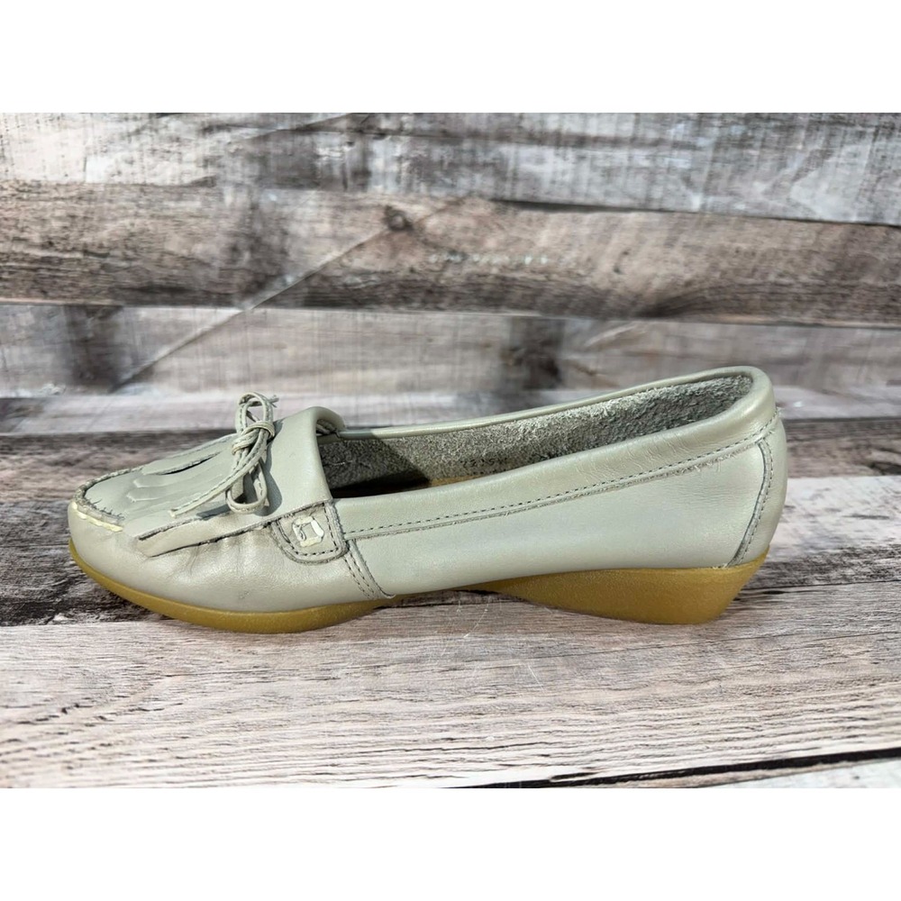 Vintage Bass Leather Tassel Loafers Shoes Women Gray Silver Size 5.5 - Picture 7 of 15